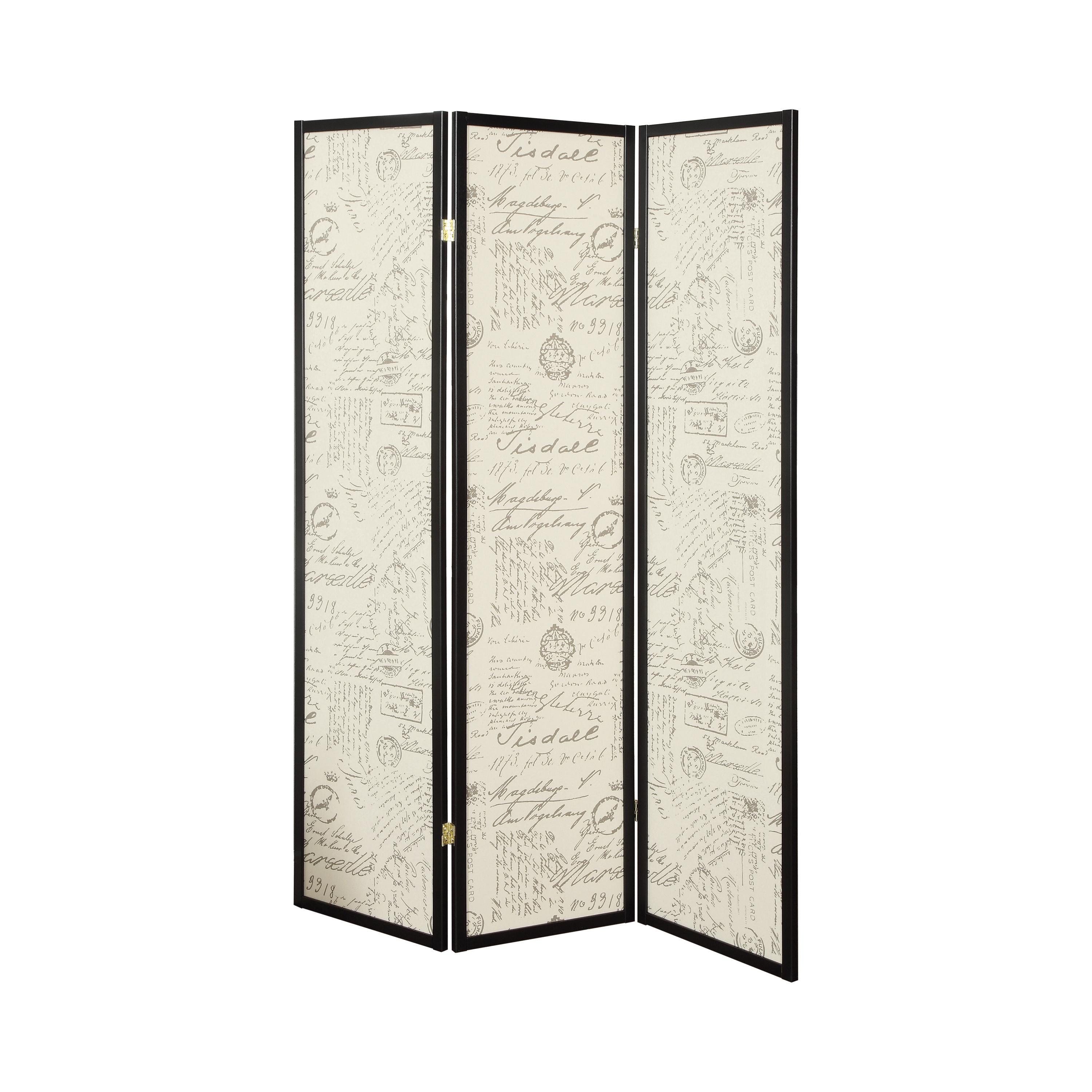 Coaster Furniture Felice 900074 3-Panel Room Divider Folding Screen - French Script IMAGE 1